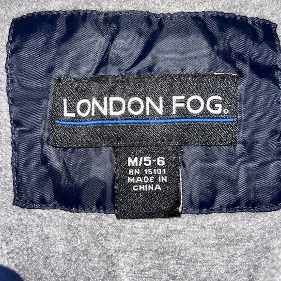 London Fog Blue With Stripe Puffer Kids Coat- M (5-6) - Picture 5 of 5